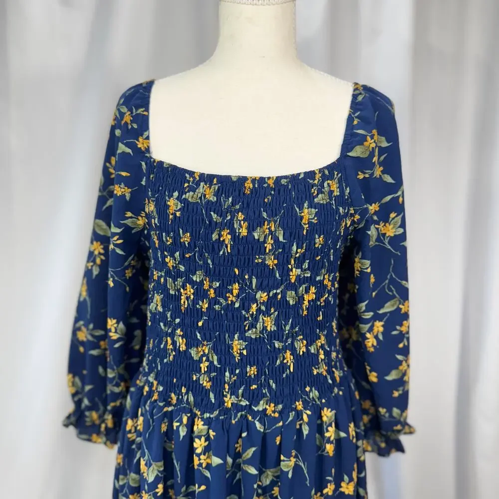 Baltic Born Marta Dress Bohemian Romance Wuthering Heights Floral Midi 1XL Navy - Picture 16 of 16